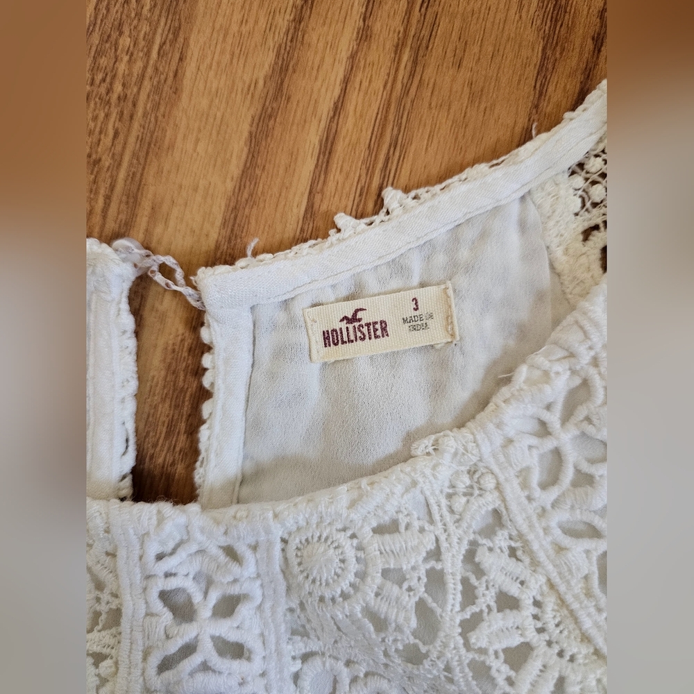 Kid's hollister women’s beige dress size 3 lace top side zip - Picture 2 of 12